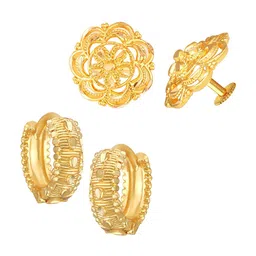Vighnaharta Set Of 2 Gold-Plated Contemporary Stud & Hoop Earrings-picture-26