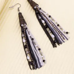Designs By Jewels Galaxy Black & Purple Contemporary Drop Earrings-image-62