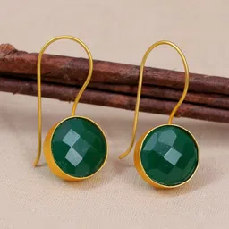 Crunchy Fashion Green & Gold Plated Circular Drop Earrings-picture-33