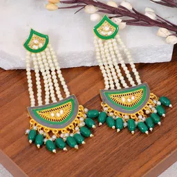 Crunchy Fashion Green Contemporary Drop Earrings-picture-15