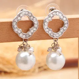 Crunchy Fashion Silver-Plated Rhinestone-Studded Contemporary Drop Earrings-picture-31