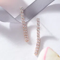 AMI Rose Gold Contemporary Drop Earrings-picture-39