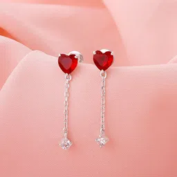 GIVA 925 Sterling Silver Rhodium-Plated Heart Shaped Drop Earrings image 1