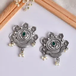 DASTOOR Oxidise Silver Plated Drop Earrings-picture-53