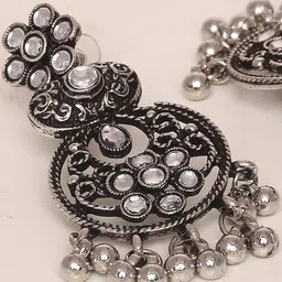 Young & Forever Brass-Plated Oxidised Drop Earrings image 1