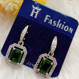 The Pari Rhodium-Plated American Diamond Studded Contemporary Drop Earrings-image-62