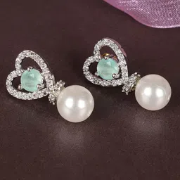 The Pari Rhodium-Plated American Diamond Studded Stud Earrings-picture-27