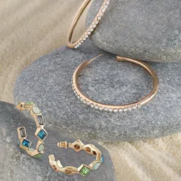AMI Set Of 2 Stone Studded Hoop Earrings-image-32