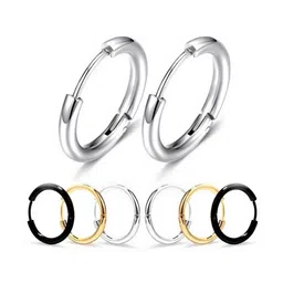 KARISHMA KREATIONS Men Set Of 3 Stainless Steel Hoop Earrings-picture-43