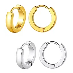 KARISHMA KREATIONS Set Of 2 Stainless Steel Contemporary Hoop Earrings-picture-14
