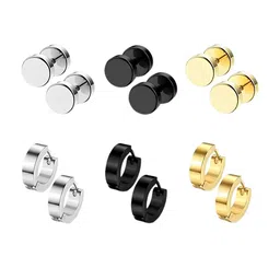 KARISHMA KREATIONS Men Set of 6 Stainless Steel Earrings-picture-36