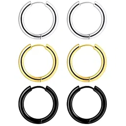 KARISHMA KREATIONS Unisex Set Of 3 Geometric Hoop Earrings-picture-15