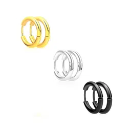 KARISHMA KREATIONS Men Set of 3 Stainless Steel Hoop Earrings-picture-42