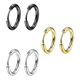 KARISHMA KREATIONS Set of 3 Stainless Steel Contemporary Hoop Earrings-picture-11