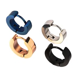 KARISHMA KREATIONS Men Set of 4 Stainless Steel Hoop Earrings-picture-15