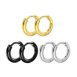 KARISHMA KREATIONS Set Of 3 Gold-Toned Contemporary Hoop Earrings-picture-24