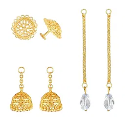 Vighnaharta Set Of 3 Gold-Plated Beaded Contemporary Drop Earrings-picture-31