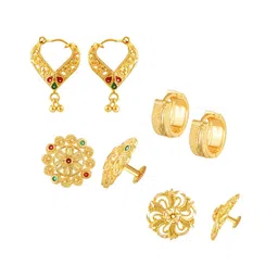 Vighnaharta Set Of 4 Gold-Plated Artificial Stones-Studded Earrings-picture-22