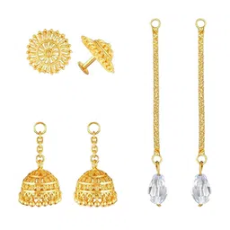 Vighnaharta 3 IN 1 Gold-Plated Stud Earrings With Removable Jhumki & Chain Drop-picture-22
