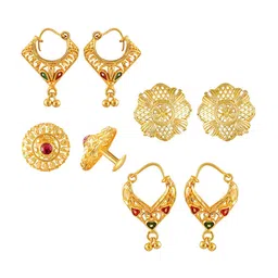 Vighnaharta Set Of 4 Gold-Plated Cubic Zirconia Studded Contemporary Studs-picture-17
