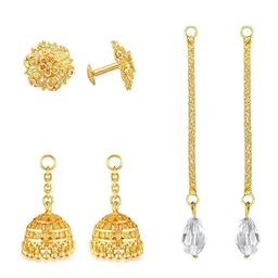 Vighnaharta Gold-Plated Contemporary Studs With Removable Jhumka And Chain Drop Earring-picture-39