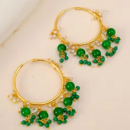 Crunchy Fashion Green Contemporary Hoop Earrings-image-5