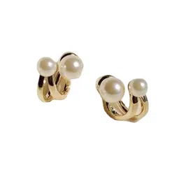 PolluxCraft Korean Gold-Plated Pearl Stone Studded Contemporary Studs-picture-19