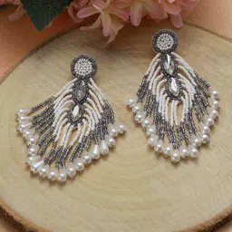 Jazz and Sizzle Grey Leaf Shaped Drop Earrings-picture-35