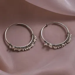 Fabindia Silver Beaded Hoop Earrings-picture-39