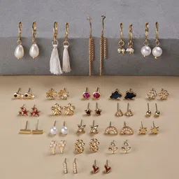 Zaveri Pearls Set Of 25 Gold Plated Studs Earrings-picture-52