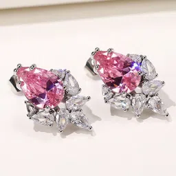 Jewels Galaxy Silver-Plated Teardrop Shaped Studs Earrings-picture-43