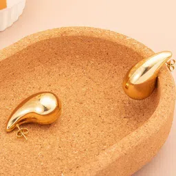 FIMBUL Gold-Plated Stainless Steel Teardrop Shaped Stud Earrings-image-6