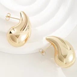 Softwrap Gold Plated Teardrop Shaped Stud Earrings-image-6