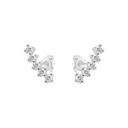 Nistra Rhodium Plated Cubic Zirconia Geometric Stud Earrings-picture-58