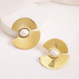 Rubans Voguish 
18KT Gold Plated Stainless Steel Tarnish-Free Waterproof Stud Earrings-picture-40