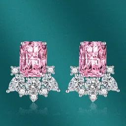 Designs & You Silver-Plated Cubic Zirconia Studded Geometric Studs-picture-35