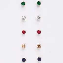 DressBerry Set Of 5 Gold-Plated Classic Studs Earrings-image-69