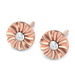 KUBERBOX Ciru 18KT Rose Gold Diamond-Studded Earrings-1.48gm-image-8