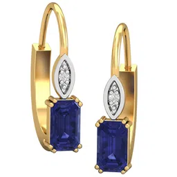 KUBERBOX Meridian 18KT Gold Diamond Tanzanite Studded Hoop Earrings-1.8gm-picture-36