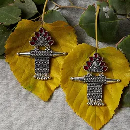 PANASH Silver-Toned Spiked Drop Earrings-picture-26