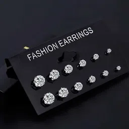 Yellow Chimes Set Of 6 White Quirky Studs Earrings-image-61