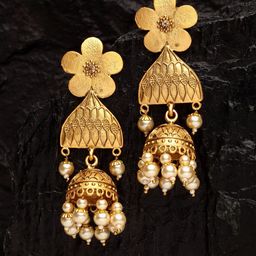 PANASH Gold-Plated Floral Jhumkas Earrings-picture-26