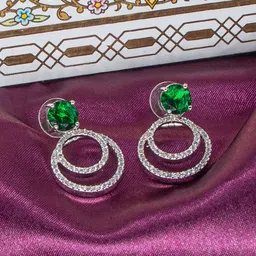Manikya Rhodium-Plated AD Studded Circular Drop Earrings-picture-30