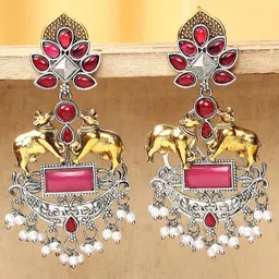 OOMPH Artificial Stones Studded & Beads Beaded Contemporary Drop Earrings-picture-34
