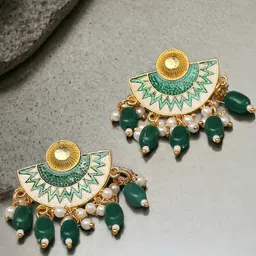Anouk Green Beaded Contemporary Meenakari Chandbalis-picture-34