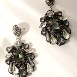 XPNSV Stone-Studded Contemporary Drop Earrings-picture-19