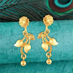 Vighnaharta Gold-Plated Leaf Shaped Drop Earrings-picture-10