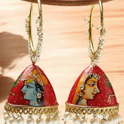 Anouk White Metal Dome Shaped Beaded Jhumkas-picture-35