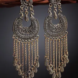 Arrabi Gold-Toned Teardrop Shaped Drop Earrings-picture-29