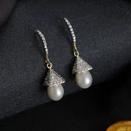 Jazz and Sizzle Brass-Plated Teardrop Shaped Drop Earrings-picture-17